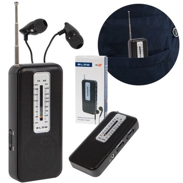 MINI RADIO KUCHENNE BUDOWLANE PRZENOŚNE FM AM NA BATERIE SŁUCHAWKI ANTENA