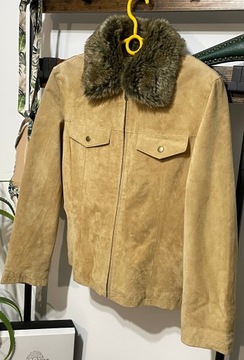 01 skórzana kurtka vintage ciepła skóra zamszowa oryginalna nowoczesna