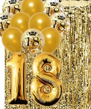ZESTAW OSIEMNASTKA KURTYNA BALONY 18 URODZINY