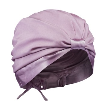 Turban jedwabny, 100% jedwab - wrzosowy