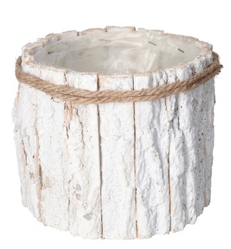 DONICZKA OSŁONKA DREWNIANA KORA BIAŁA DONICZKI