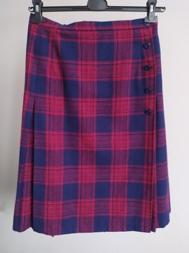L 40/42 plisowana spódnica kopertowa w kratę wełniana jak szkocki kilt