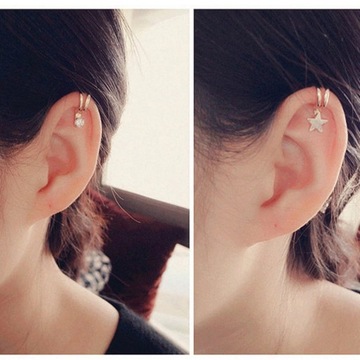 Новые U-образные серьги-клипсы со звездами и жемчугом и бриллиантами без пирсинга, простые E
