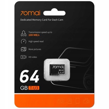 70mai A200 Автомобильная камера HDR-видеорегистратор + карта памяти 64 ГБ