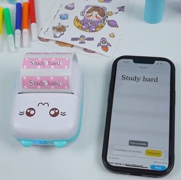 MINI DRUKARKA TERMICZNA do zdjęć etykiet DRUKUŚ rolka + 3 ROLKI NAKLEJKI