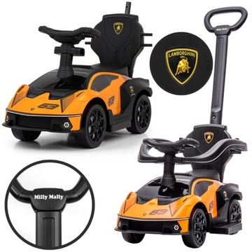 Chdzik jeździk z rączką LAMBORGHINI ESSENZA SC V12 Pomarańczowy Milly Mally