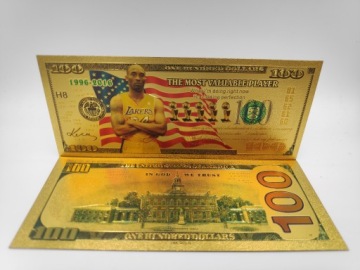 Красивая позолоченная банкнота номиналом 100 долларов Коби Брайант IV