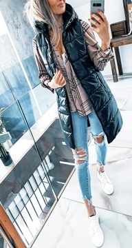 ДЛИННЫЙ СТЕГАНЫЙ ЖИЛЕТ С РУКАВАМИ 36 / 38