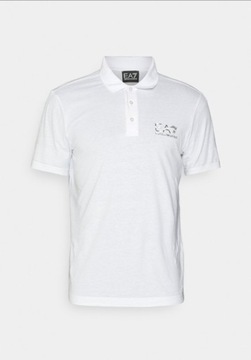 Koszulka polo EA7 EMPORIO ARMANI męska biała polówka regular-fit M