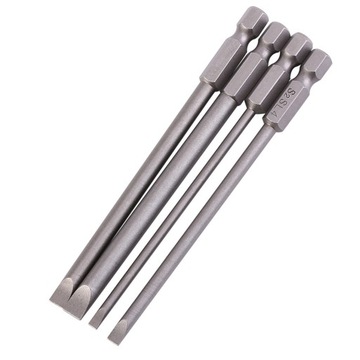 BIT DO WKRĘTÓW PŁASKI DŁUGI 1/4'' 100MM 4 SZT