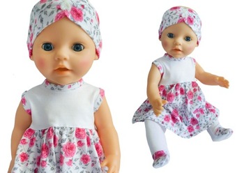 Komplet: sukienka, opaska i rajstopy | Baby Born 43cm