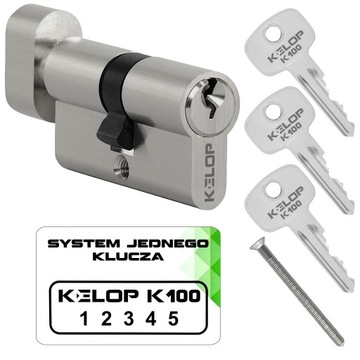 wkładka KELOP K100 30/50G z gałką nikiel system jednego klucza