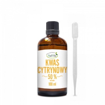 Kwas Cytrynowy Spożywczy 50% Roztwór Płyn Kwasek Cytrynowy 100ml NatVita