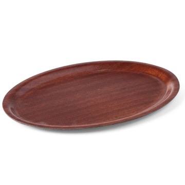 ДЕРЕВЯННЫЙ ПОДНОС ДЛЯ ОФИЦИАНТА, ПРОТИВОСКОЛЬЗЯЩИЙ - ОВАЛ 29X21CM