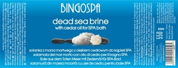 SOLANKA Z MORZA MARTWEGO Z OLEJKIEM CEDROWYM DO KąPIELI SPA 550 g BINGOSPA