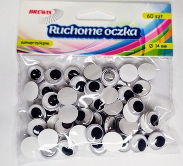 RUCHOME OCZKA SAMOPRZYLEPNE KREATYWNE 14 mm 60 szt