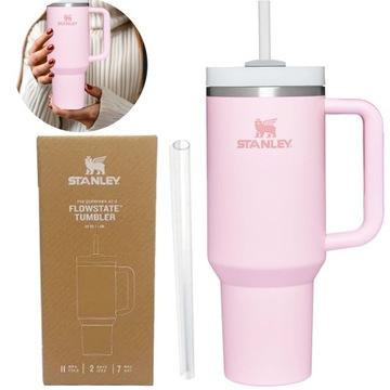 DUŻY Iceflow Kubek Termiczny do samochodu 40OZ z Straw Różowy