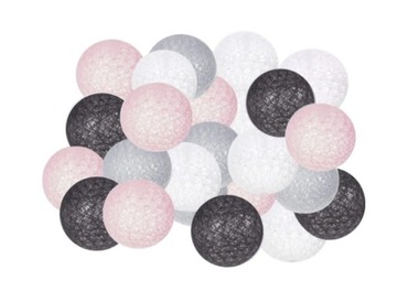COTTON BALLS KULE ŚWIECĄCE ŁAŃCUCH GIRLANDA LED