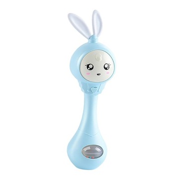 Cartoon Rabbit Baby Shaking Rattle Hand Bell Music Light Teether Toy Blue