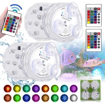 OŚWIETLENIE BASENU PODWODNE BASENOWE 4Szt LAMPKA LED DO BASENU Z 2xPILOT
