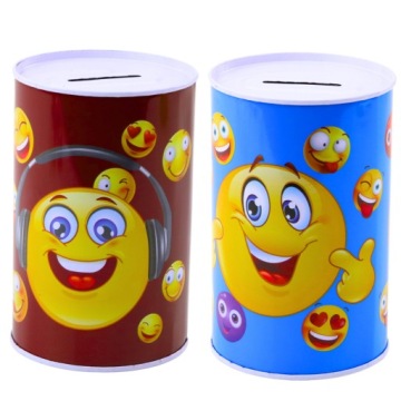 Скарбничка Металева Смайлики Синя Коричнева 13 x 8 см