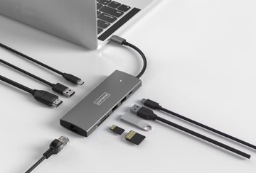 HUB USB-C адаптер АДАПТЕР 9в1 HDMI Ethernet Macbook Pro Air M1 M2 M3