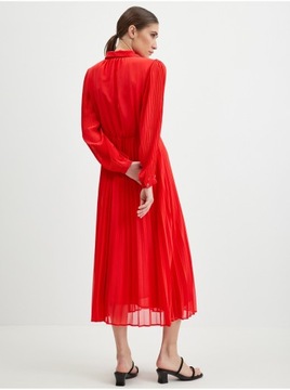 Czerwona plisowana sukienka midi ORSAY