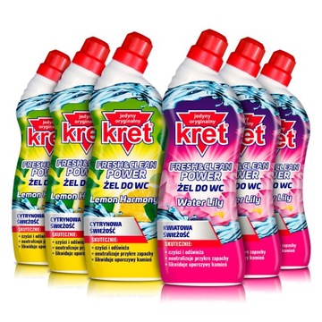 KRET ŻEL do WC Toalet Power Fresh Clean MIX 6x700