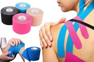 4x TAŚMA KINEZJOLOGICZNA TEJPY .:BANDAŻ GRATIS:. TAPE PLASTRY KINESIOTAPING