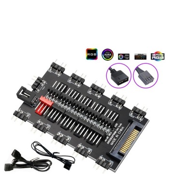 SATA 1 5V 3 pin ARGB Cable ASUS AURA SYNC RGB 10 Hub Splitter SAT Connecter