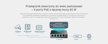 Коммутатор TP-LINK TL-SG1005P 4 порта PoE+ GIGABIT 5 портов GIGABIT