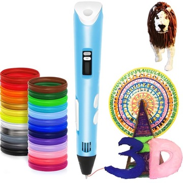 DŁUGOPIS 3D DLA DZIECI DRUKARKA MAGICZNY PEN ZESTAW + WKŁADY PLA 8000 CM