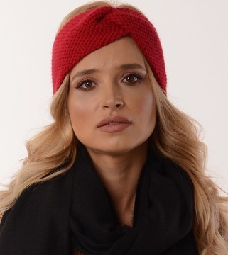 Красный теплый женский ободок-узел О3