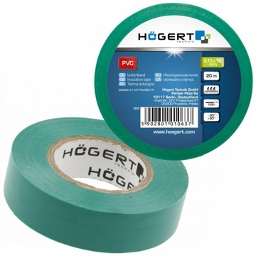 HOGERT HT1P284 ИЗОЛЕНТА ПВХ, ЗЕЛЕНАЯ