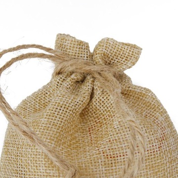 1 szt. Małe ślubne jutowe torby na prezenty w stylu vintage 9,5 x 12 cm