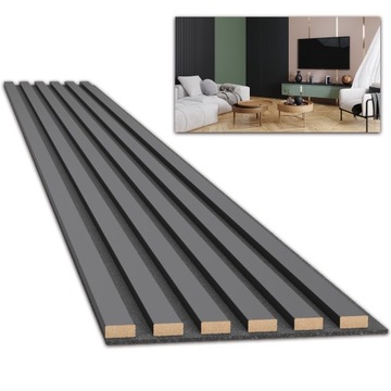 Lamelowe Panele Akustyczne Na Filcu LAMELE 265x30 Czarny Panel Dekoracyjny