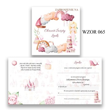 ZAPROSZENIA NA CHRZEST IMIĘ KOPERTA SYRENKA 065