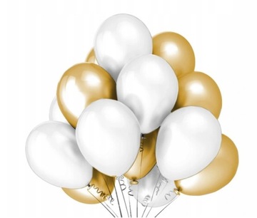 Золотые и белые шары на день рождения ПЕРВОЕ ПРИЧАСТИЕ, СВАДЬБА 100 шт.