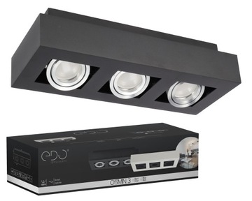 EDO Lampa sufitowa Plafon LED OSMIN 3xGU10 oprawa prostokąt natynkowy czarn