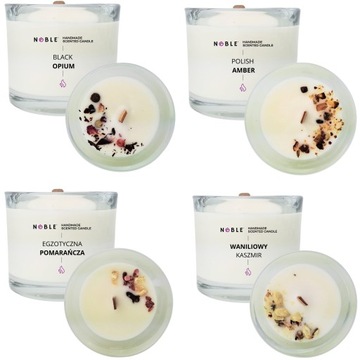 4x Świeca Zapachowa Sojowa Zestaw 4x Świecznik Tealight 60ml NOBLE