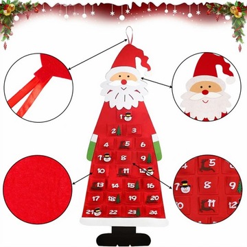 Адвент-календарь из фетра Санты-Рождественские украшения для детей своими руками