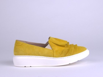 Żółte skórzane buty sportowe Slip On Kati 37