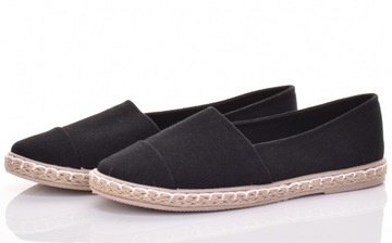 LEKKIE ESPADRYLE BUTY DAMSKIE NA WIOSNĘ LATO WSUWANE TENISÓWKI CZARNE