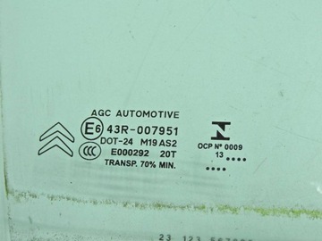 CITROEN DS3 09-14 SKLO (OKNO) DVEŘE PRAVÝ PŘEDNÍ NR 13