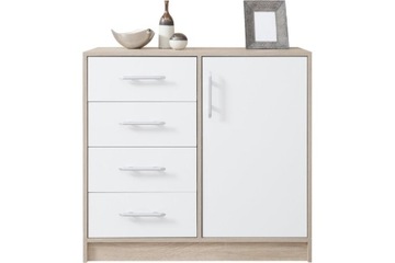 Komoda z szufladami 90 cm biała / dąb sonoma salon
