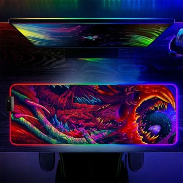 Светодиодный игровой коврик для мыши RGB Hyper Beast, коврик для клавиатуры, большой коврик для мыши XXL
