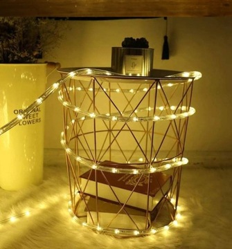 Lampki LED łańcuch sznur wąż 10m 100LED zimny biał