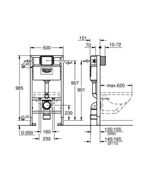 GROHE RAPID SL STELAŻ PODTYNKOWY DO WC WISZĄCEJ