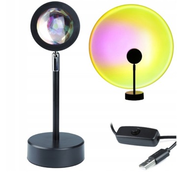 ZMIANA KOLORU LAMPY PROJEKTOROWEJ LED USB IMITUJĄCEJ ZACHÓD SŁOŃCA