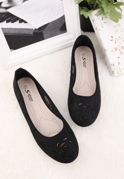 АЖУРНЫЕ БАЛЕТКИ ЖЕНСКИЕ, ЧЕРНЫЕ